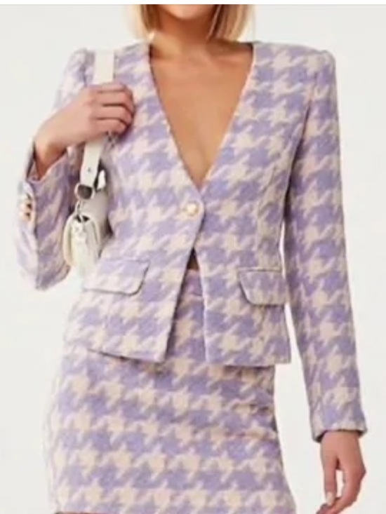 Forever 21 Lavender and Cream Houndstooth Blazer Size S - Picture 12 of 12
